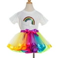 thumbnail image 3 of AURIGATE Toddler Baby Girl Skirt 2PCS Girls Rainbow Printing T Shirt + Girls Skirt Party Skirt Outfits Sets, 3 of 5