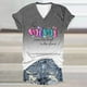 thumbnail image 3 of Tops Cortos para las Mujeres Día de la Independencia Impreso Suéter con Cuello en V Manga Corta, Top Casual para Primavera Verano, 3 of 3