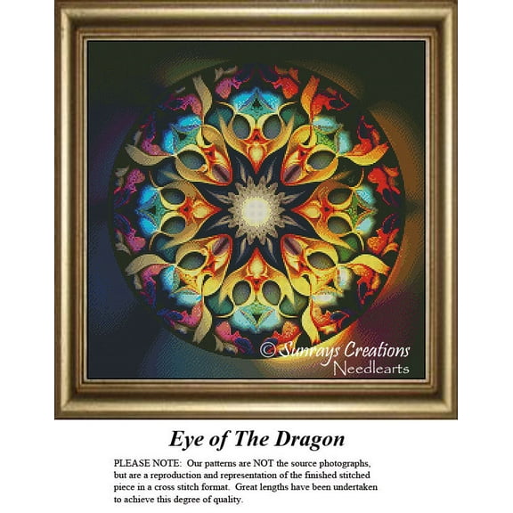 Fractal Cross Stitch Patterns | Eye of the Dragon (Pattern Only, You Provide The Floss and Fabric)
