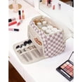 thumbnail image 3 of Large Makeup Bag Checkered Travel Toiletry Bag for Women, Wide-open Cosmetic Make up Organizer with Handle, Wet Pocket, Travel Bag for Toiletries, 3 of 10