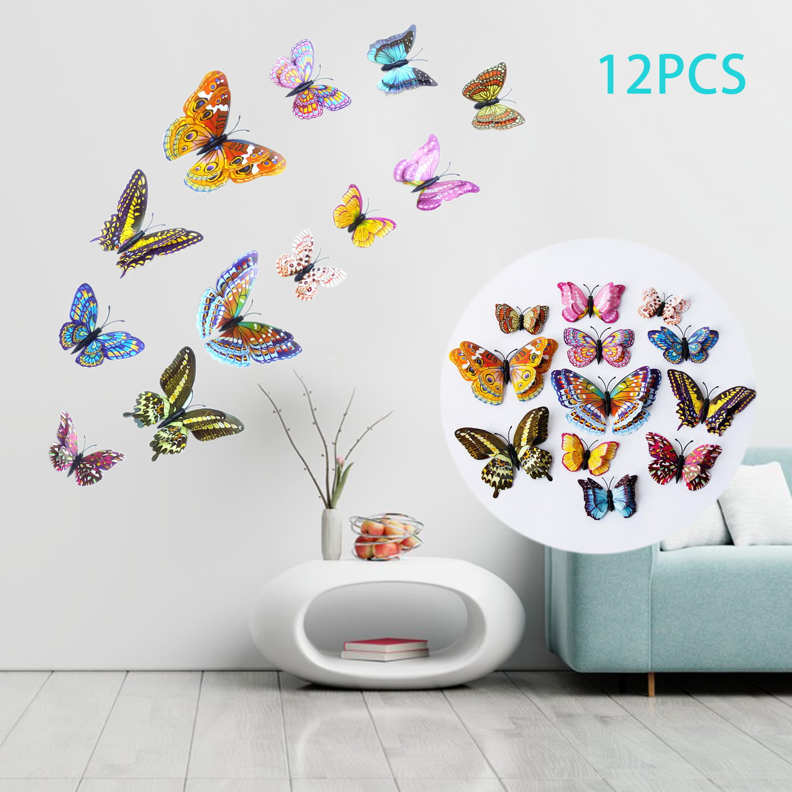 for Home Living Room Kids Bedroom Nursery Art Decor 12pcs 3D Butterfly Wall Stickers Mural Decor Removable Butterfly Wall Decals A Butterfly Wall Decor Stickers 