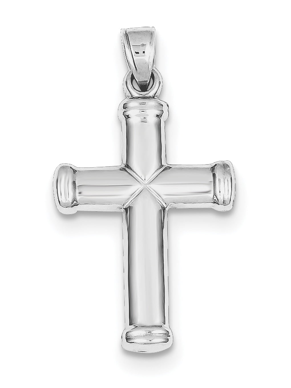Sterling Silver Rhodium-plated Hollow Cross Pendant 