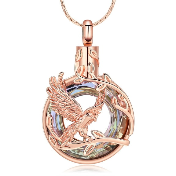 Personlized Eagles Cremation Jewelry Urn Necklace for Ashes With Circle Crystal Memorial Keepsake W/Funnel Filler Memorial Jewelry Gifts for Women Men