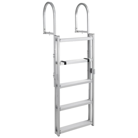 Dock Stairs, 500lbs Load Pool Steps,Pontoon Boat Ladder with Anti-Corrosion 6063 Aluminum & Upgraded Widen Nonslip,Pontoon Boat Ladder with Handrails for Lake/Pool/Marine Boarding/RV/House (4-Steps)