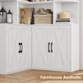 thumbnail image 6 of Hiphuta 74" Tall 6 Tier Corner Bookcase with 4 Doors, 31" Wide Farmhouse Large Corner Bookcase with Curved Edges, L Shaped Bookshelf for Office Living Room, White, 6 of 7