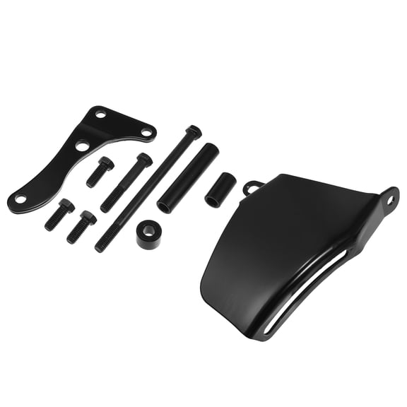 Unique Bargains 1 Set Passenger Side Polished Long Water Pump Alternator Bracket Kit for Chevy SBC 305 350 Black