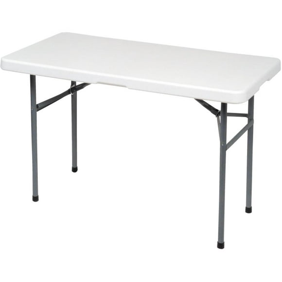 48" x 24" White Plastic Rectangular Folding Table