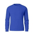 thumbnail image 5 of CCRFTGI Sweater for Men 2025 Fashion Casual Ribbed Solid Color Sweater Lightweight Long Sleeve Crewneck Sweater Pullover Cable Knitted Jumper Tops Blue M, 5 of 7
