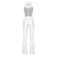 thumbnail image 2 of Moggemol Women's Sparkly Sequin Disco Jumpsuit Sleeveless Zipper Hippie Jumpsuit 70s Disco Outfits Silver L, 2 of 5
