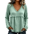 thumbnail image 2 of Harpily Long Sleeve Shirts for Women V Neck Loose Fit Tops with Tassel Fringe Womens Blouses for Daily Casual Wear, 2 of 3