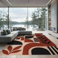 thumbnail image 2 of ODIKA 8'x10' Washable Area Rug Black Terracotta Geometric Leaf Design Modern Abstract Shapes with Motif for Living Room, Under Sectional, Family , Durable, Non-Slip, 2 of 7