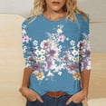 thumbnail image 1 of DPTALR Blouse Ample à Manches Trois-Quarts Col Rond Rétro Imprimé de Pâques pour Femmes, 1 of 4