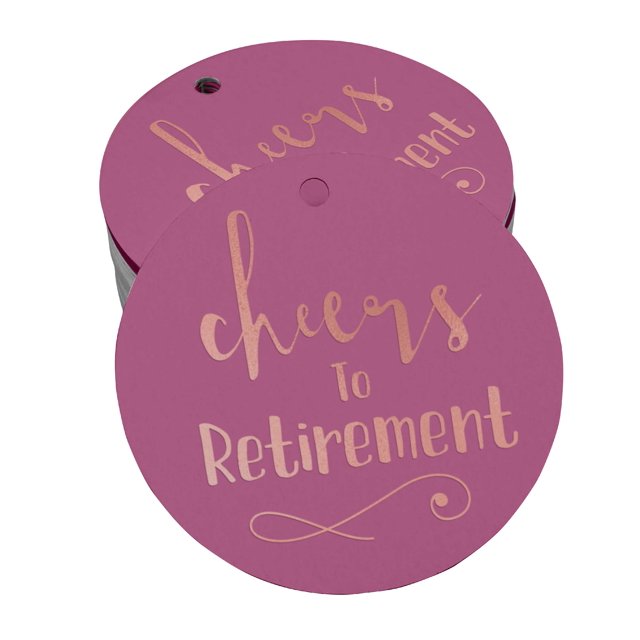Inkdotpot Real Rose Gold Foil Cheers To Retirement Tags Favor Hang Paper Tags 100 Pieces