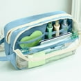 thumbnail image 6 of Large Capacity Multi Compartment Double Zipper Pencil Case Makeup Organizer Bag for Office Travel Stationery Storage 1-Pack, 6 of 6