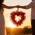 thumbnail image 5 of 15.7" Valentine's Day Wreath, Heart Shaped Artifiacl Rose Wreath, Wreaths for Front Door, Valentines Day Holiday and Wedding Decor, 5 of 8