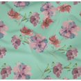 thumbnail image 4 of oneOone Cotton Poplin Twill Aquamarine Fabric Flower & Leaves Watercolor Diy Clothing Quilting Fabric Print Fabric By Yard 56 Inche Wide, 4 of 4