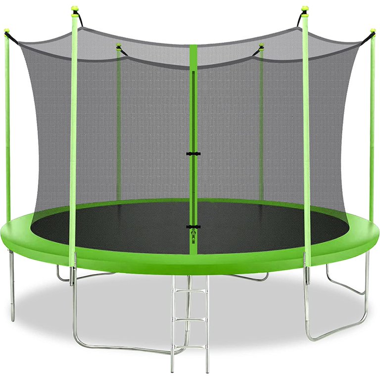 10FT Trampoline with Safety Enclosure Net Combo Bounce Jump Fitness Trampoline PVC Spring Cover Padding for kids，Green Walmart.com