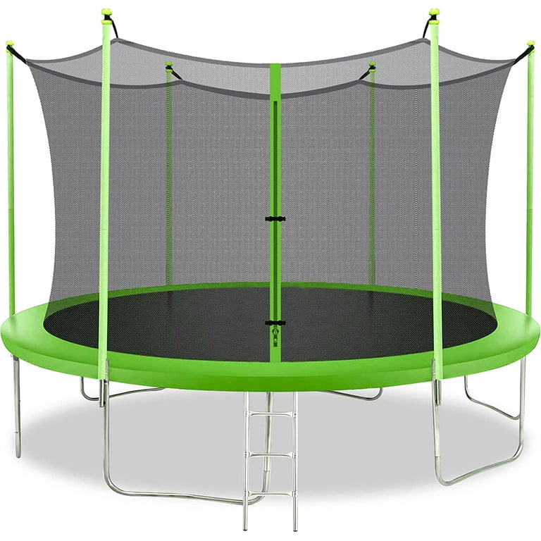 10FT Trampoline with Safety Enclosure Net Combo Bounce Jump Fitness Trampoline PVC Spring Cover Padding for kids，Green Walmart.com