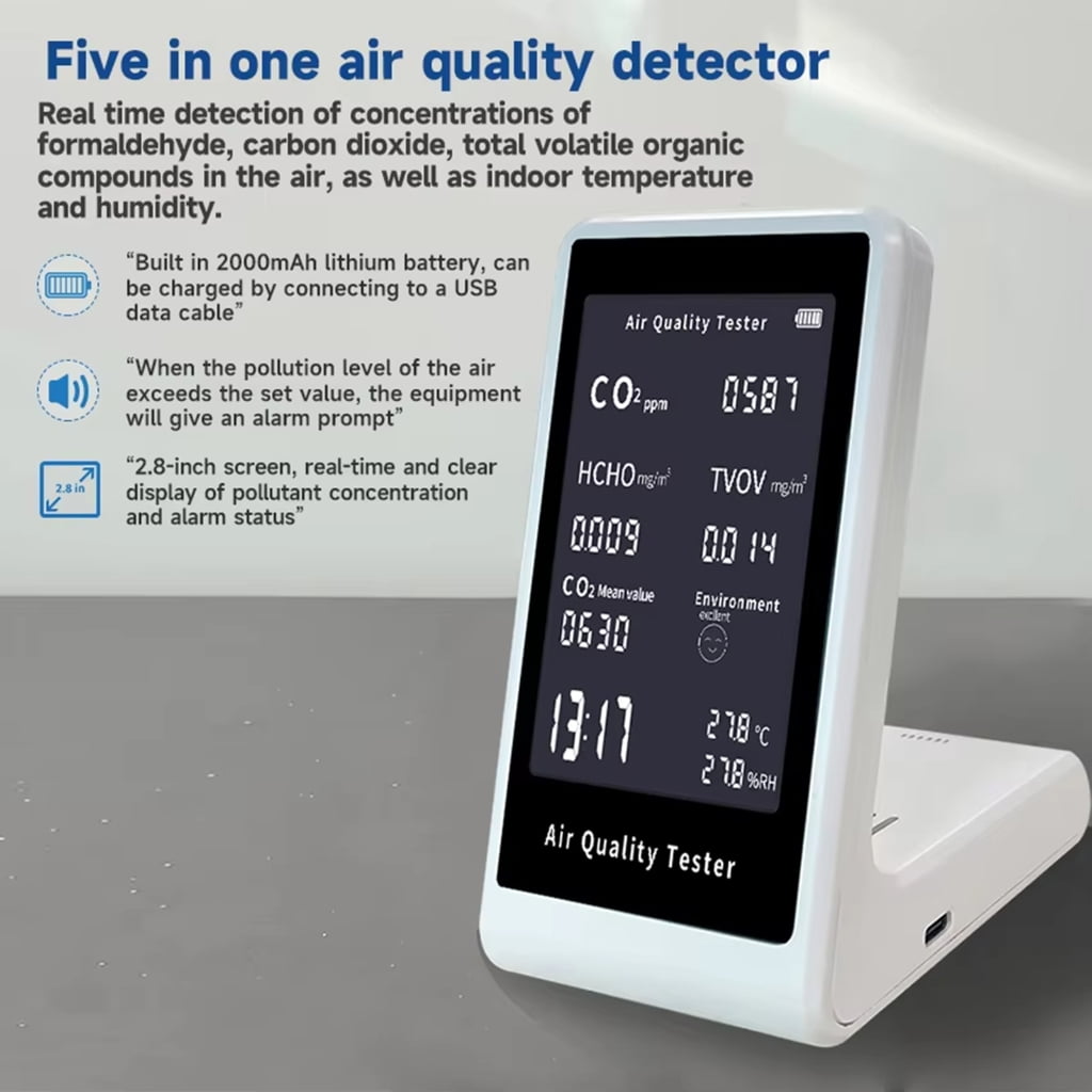 CEORPER Air Quality Monitors CO2 Meter Carbon Dioxide Detectors CO2 TVOC HCHO Temperature Humidity Measuring Device