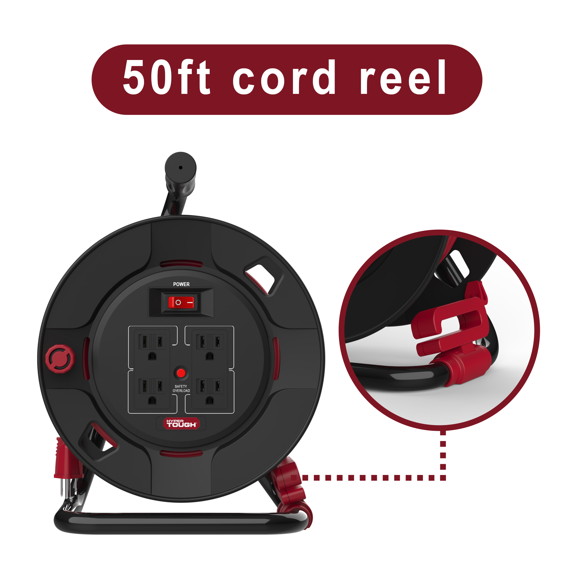 Hyper Tough 50-Foot Cord Reel with 4 Power Outlets photo 6