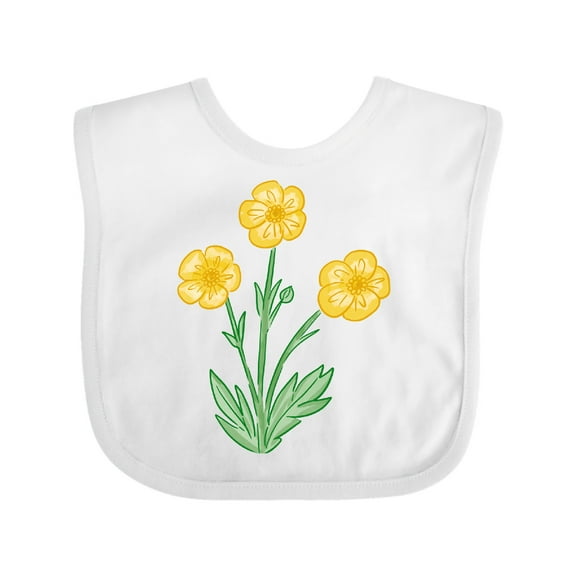 Inktastic Yellow Buttercup Flowers Boys or Girls Baby Bib