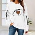 thumbnail image 4 of Yangnuo Women's Football Heart Graphic Crew Neck Sweatshirt Sleeve Stitch Print Loose Long Sleeve Casual Pullover Tops, 4 of 5