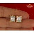 thumbnail image 3 of King of Bling's 925 Yellow 0.44ct Cubic Zirconia Silver Women's & Men's Hip Hop Square Earrings, 3 of 12