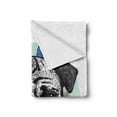 thumbnail image 2 of Pug Soft Flannel Fleece Throw Blanket, Black and White Head of a Pug on Floral Arrangement with Flowers Daisies, Cozy Plush for Indoor and Outdoor Use, 50" x 60", Red Blue Black, by Ambesonne, 2 of 6