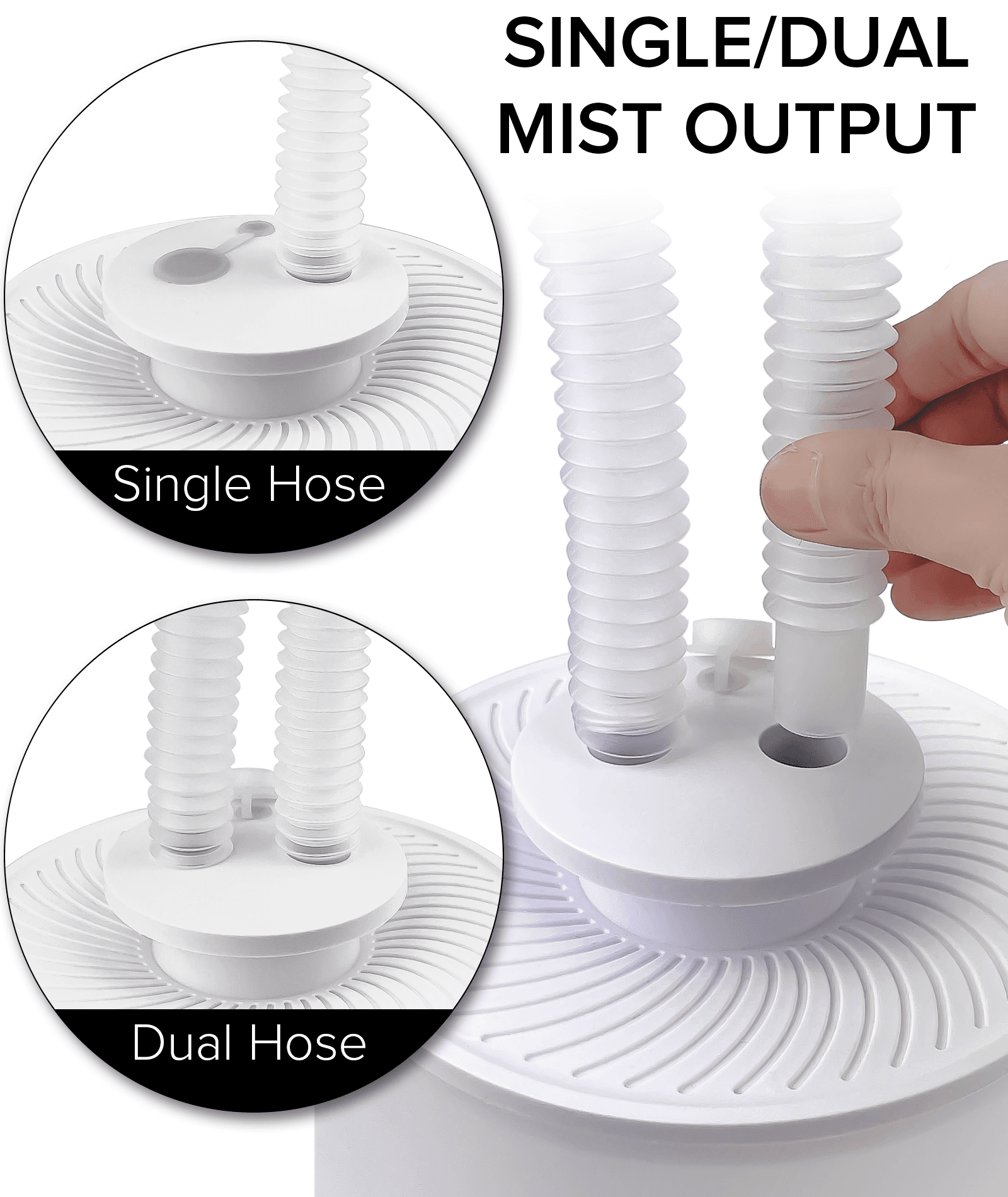 No Leak Reptile Fogger Humidifier Mister for Reptile Tank, 3L Top-Fill Terrarium Humidifier with Hose - Ideal for Snakes, Tortoises, Chameleons, Ball Python and Hermit Crabs (Single/Dual Fog Output)