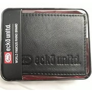 Ecko Unltd. World Famous Rhino Adult Men Genuine Leather Black Wallets - Gift Boxed Keepsake Metal Box, Bi-Fold Wallet (Black Embossed Logo)
