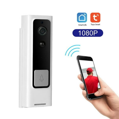 WiFi Smart DoorBell HD 1080P Wireless Visual Recording Video Door Phone PIR Motion Detector Rainproof TuyaSmart APP Remote Home Monitoring Night (Iphone Best Call Recording App)