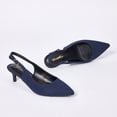 thumbnail image 3 of Zhabtuc Women's Classic Navy Blue Pointed Toe Comfortable Kitten Heel Pumps - Slingback, Adjustable Ankle Strap, Perfect for Work, 3 of 7