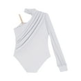 thumbnail image 6 of Nyeemya Kids Girls One Shoulder Long Sleeve Ballet Dance Leotard Gymnastics Bodysuit Shirt Top White 8, 6 of 7