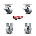 thumbnail image 2 of 4 Inch Kingpinless Semi Steel Wheel Caster Set 2 Brakes 2 Rigid Service Caster, 2 of 2