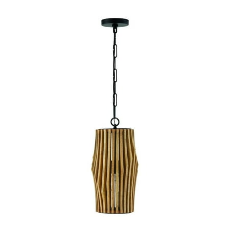 Capital Lighting 344613 Archer 9  Wide Wood Mini Pendant - Light Wood / Matte Black