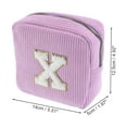 thumbnail image 2 of Unique Bargains 1 Pc Letter x Pattern Makeup Bag for Travel Pink Purple Corduroy, 2 of 6