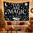 thumbnail image 3 of YOU ARE MAGIC with Celestial Symbols on Black Background, Whimsical Illustration for Witchy Decor Lovers, Occult Chalk Art Halloween Gift Tapestry Wall Hanging for Bedroom and Living Room, 3 of 7