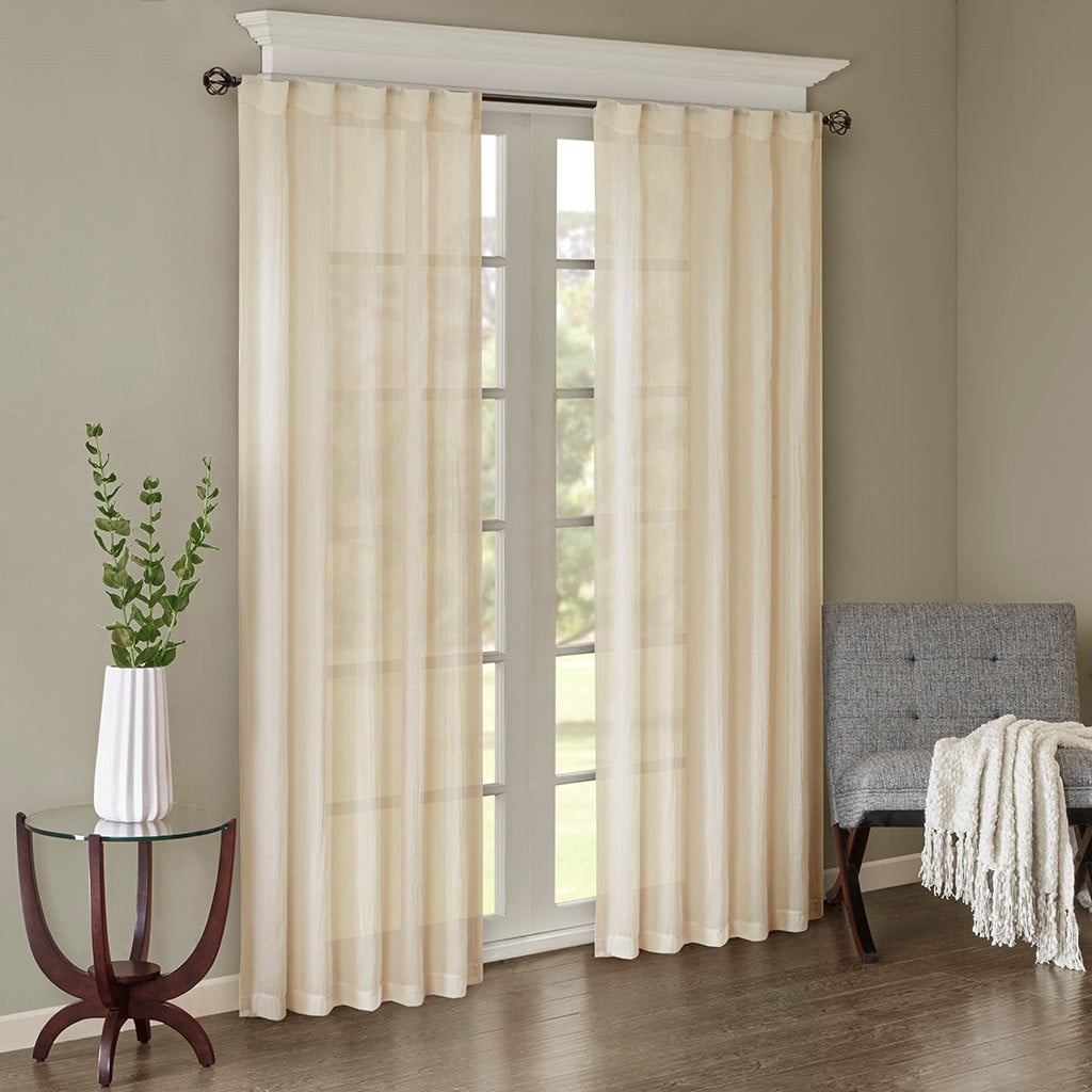 MAYEERTY 2 Pcs Solid Crushed Curtain Panel Pair