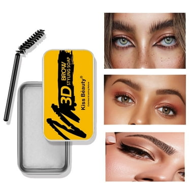 3D Eyebrow Soap Kit, Natural Brows Styling Soap Waterproof Eyebrow Shaping Soap Long-Lasting Eyebrow Shaping Gel Brow Pomade Eyebrow Makeup with Eyebrow Brushes for Dense Eyebrows
