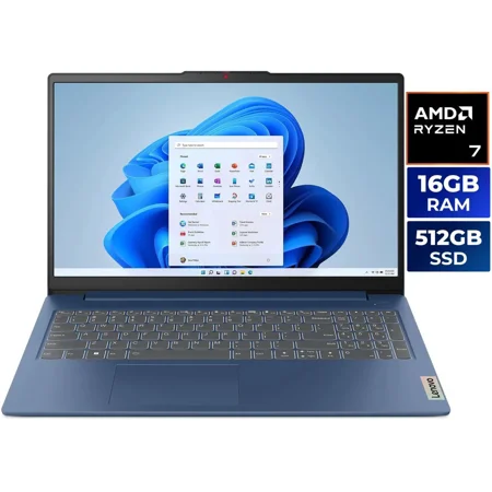 Lenovo Ideapad Slim 3 15.6" Laptop AMD Ryzen 7 7730U 16GB RAM 512GB SSD Windows 11 Home (82XM0035US)