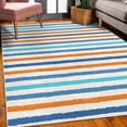 thumbnail image 3 of Striped Decorative Rug, Geometric Colorful Tone Brush Style Lines Grunge Retro Digital Print, Quality Carpet for Bedroom Dorm and Living Room, 6 Sizes, Orange Blue, by Ambesonne, 3 of 4