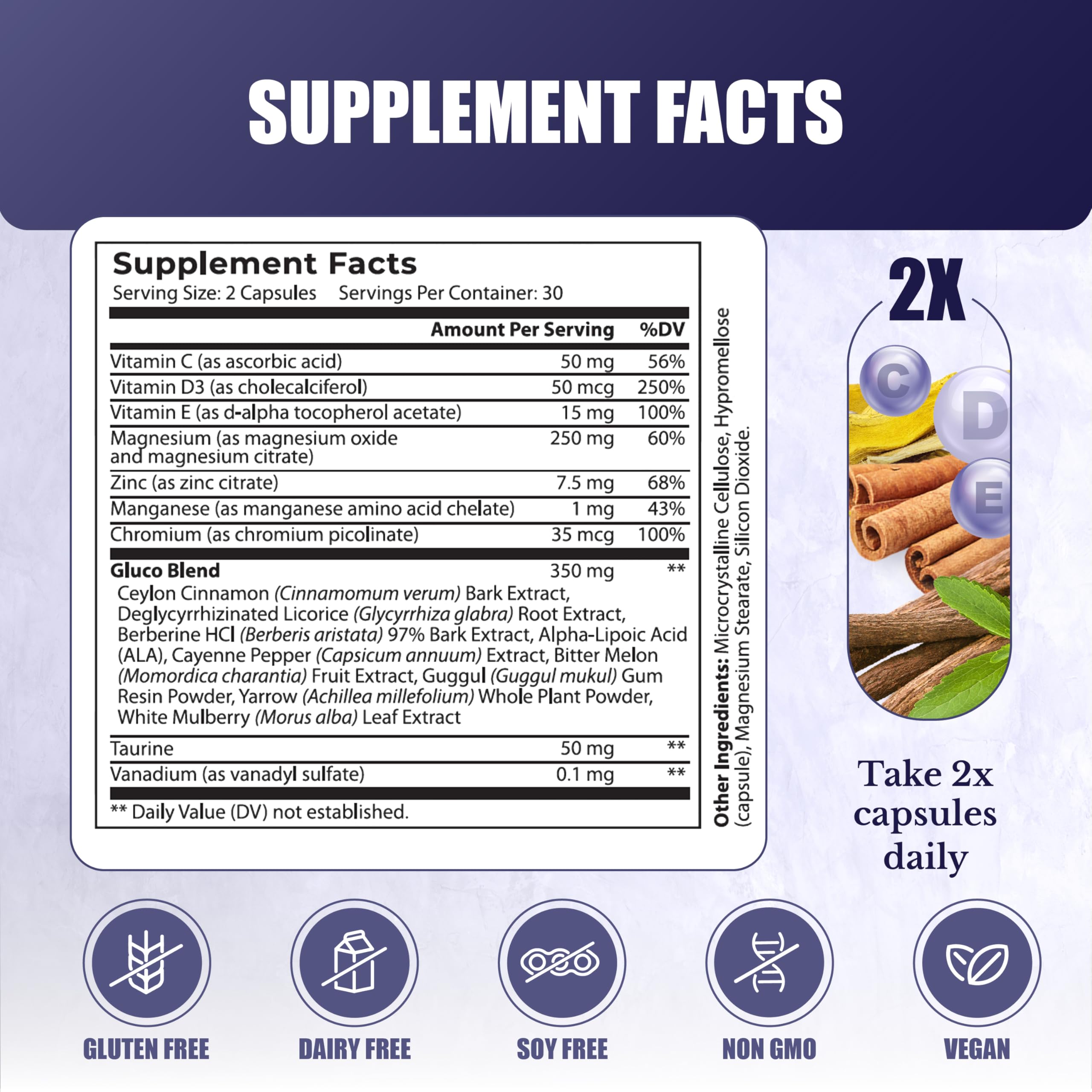 Nation Health MD Gluco24 - Berberine & Ceylon Cinnamon Formula, 6 Bottles