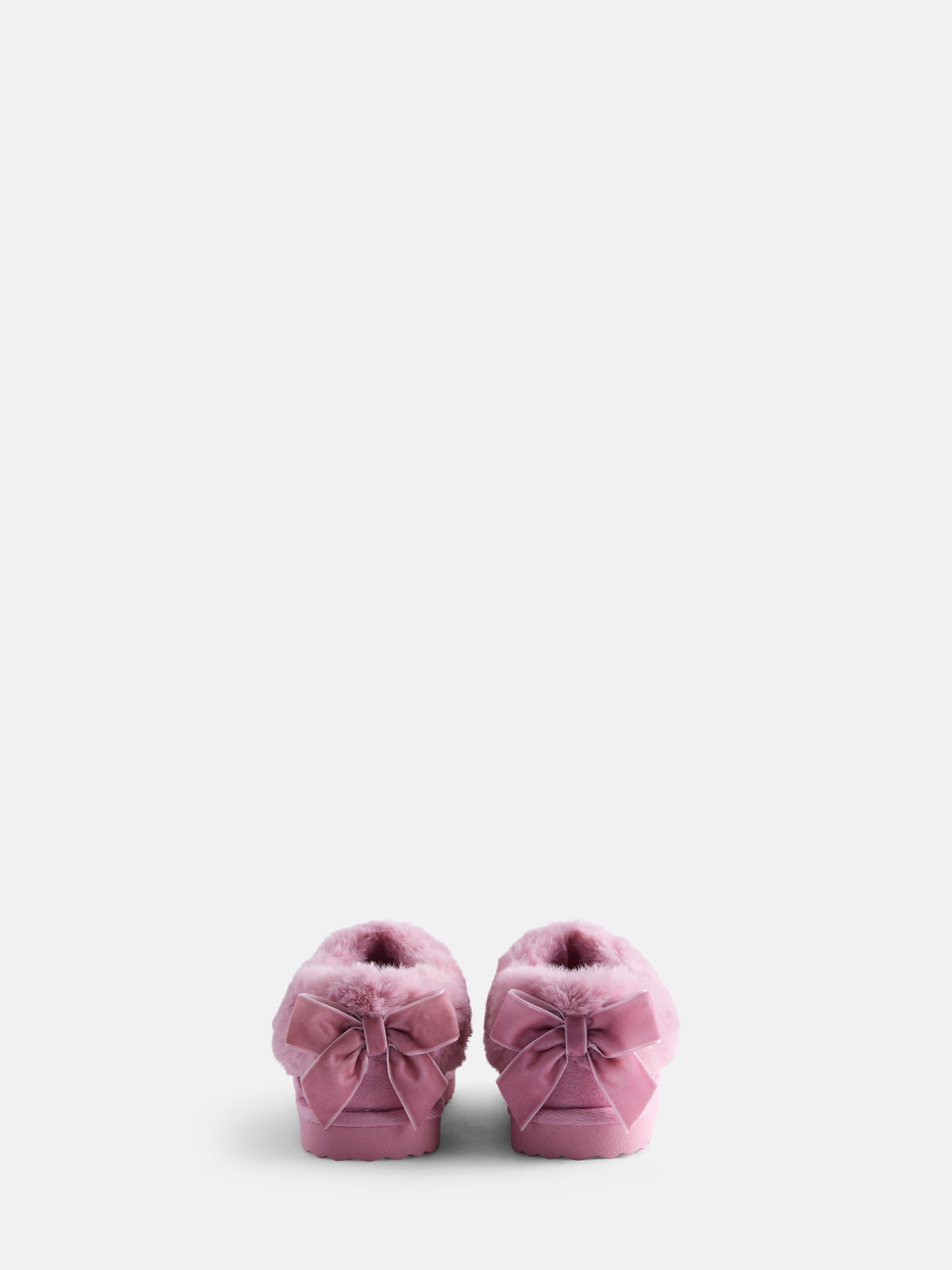 Wonder Nation Baby, Toddler, Little and Big Girls Faux Fur Trim Slippers