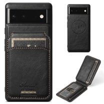 Wallet Case for Google Pixel 6 Pro, Compatible with MagSafe Magnetic Detachable Premium PU Leather Flip Case Cover with Card Slots Holder Kickstand for Google Pixel 6 Pro - Black