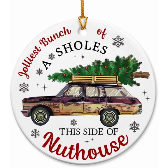 Funny Christmas Vacation Ornaments 2025- Jolliest Bunch of A-Holes - National Ornament Christmas Vacation Decorations, Funny Gifts for Friends Movie Lovers - Ceramic Ornament undefined