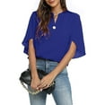thumbnail image 3 of Uhndy Women Summer Casual Tops Shirts V Neck Blouse Casual Chiffon Blouses Loose Tunic Short Sleeve Tops Holiday Work Baggy T Shirts Pullover, 3 of 4