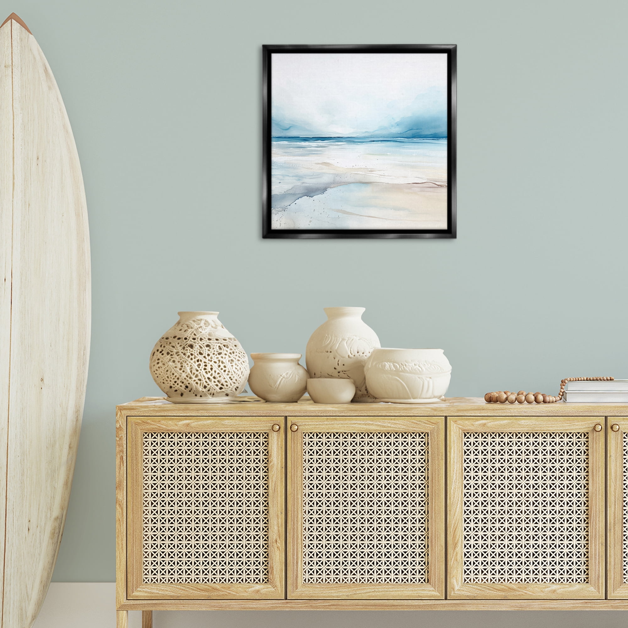 Stupell Industries Nautical Scenery Abstract Abstract Painting Black Floater Framed Canvas Art Print Wall Art, 25 x 25