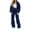 Navy, variant on Lmueinov Womens Fall 2 Piece Set Sweatsuits Lounge Fall Outfits Zip Up Crew Neck Jackets and Wide Leg Sweatpants Set Soft Casual Loungewear