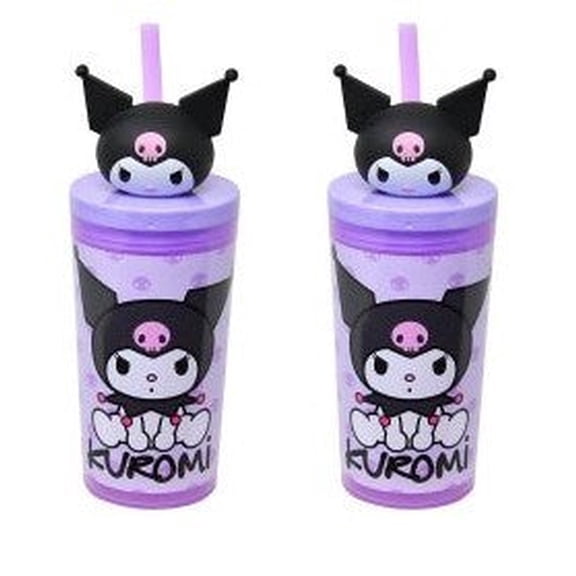 Kuromi 12oz Straw Tumbler with Molded Head Topper, 1pc