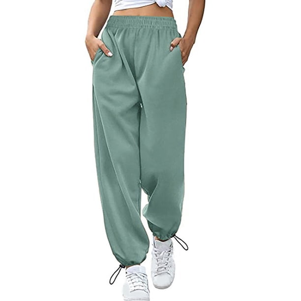 WILLBEST Pantalones Casuales para Mujer, de Color Sólido, Holgados, Deportivos, con Cintura y Dobladillo con Cordón para Uso Diario y Actividades Activas. Grande